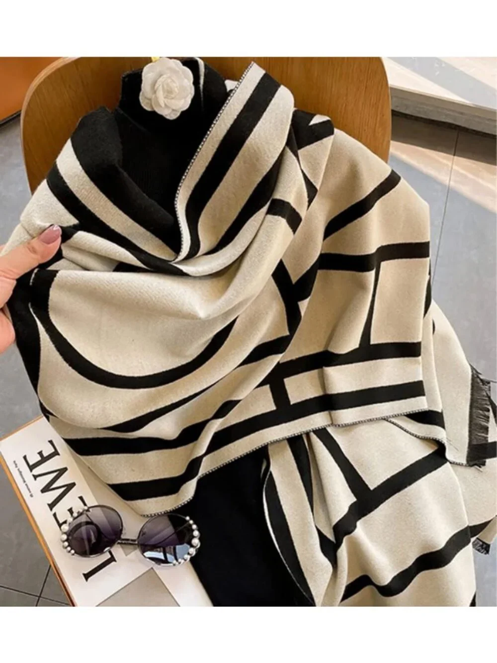 Cozy Cashmere Feel Scarf - Warm Large Soft Shawl Wrap for Women, Winter